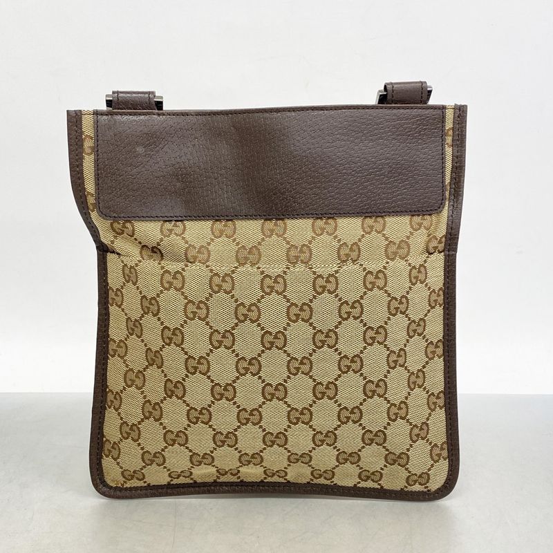 Gucci Shoulder Bag GG Canvas 27639 Canvas Brown Silver Hardware Women's