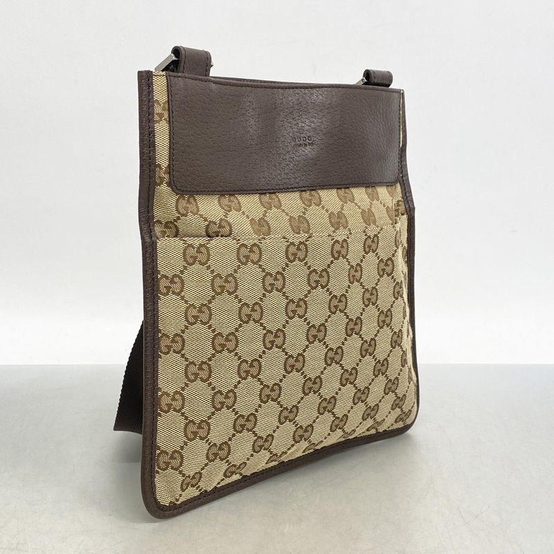 Gucci Shoulder Bag GG Canvas 27639 Canvas Brown Silver Hardware Women's