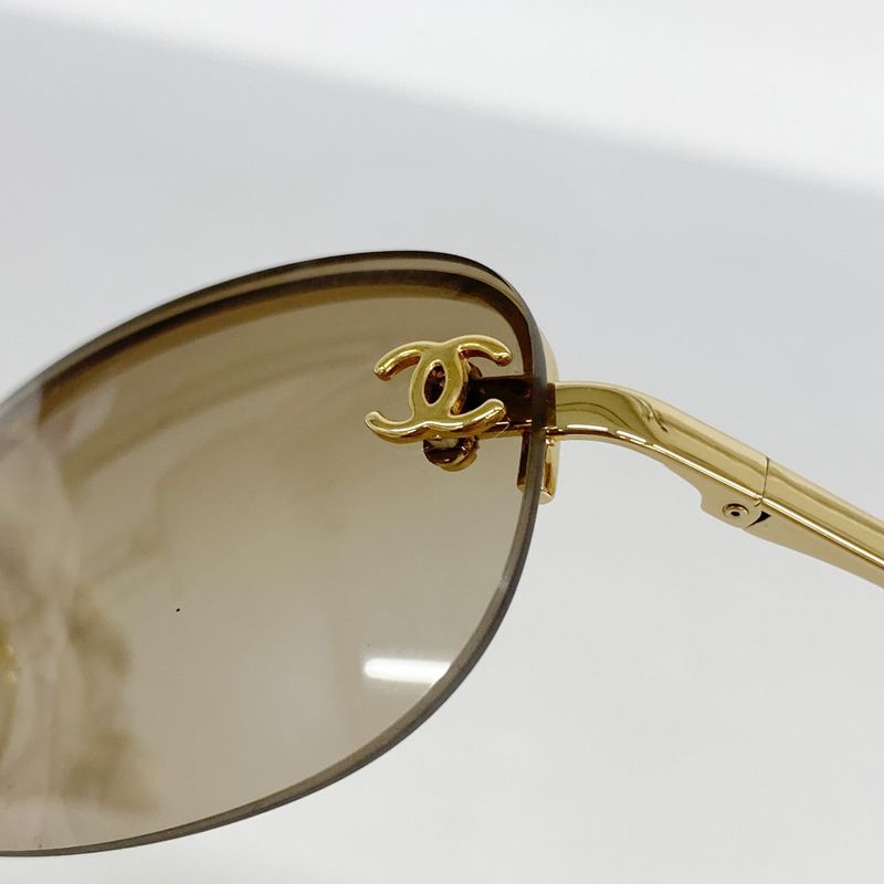 Chanel Sunglasses 4099 Plastic Brown Gold Hardware Women's