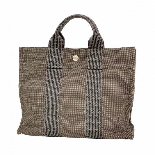 Hermes Handbag Her Line PM Canvas Gray Silver Hardware Ladies