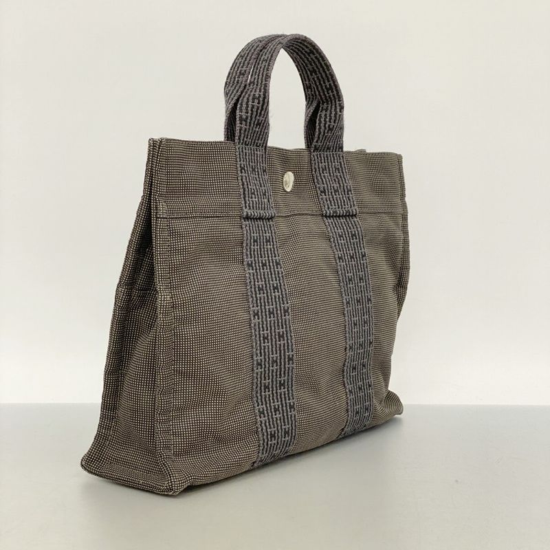 Hermes Handbag Her Line PM Canvas Gray Silver Hardware Ladies