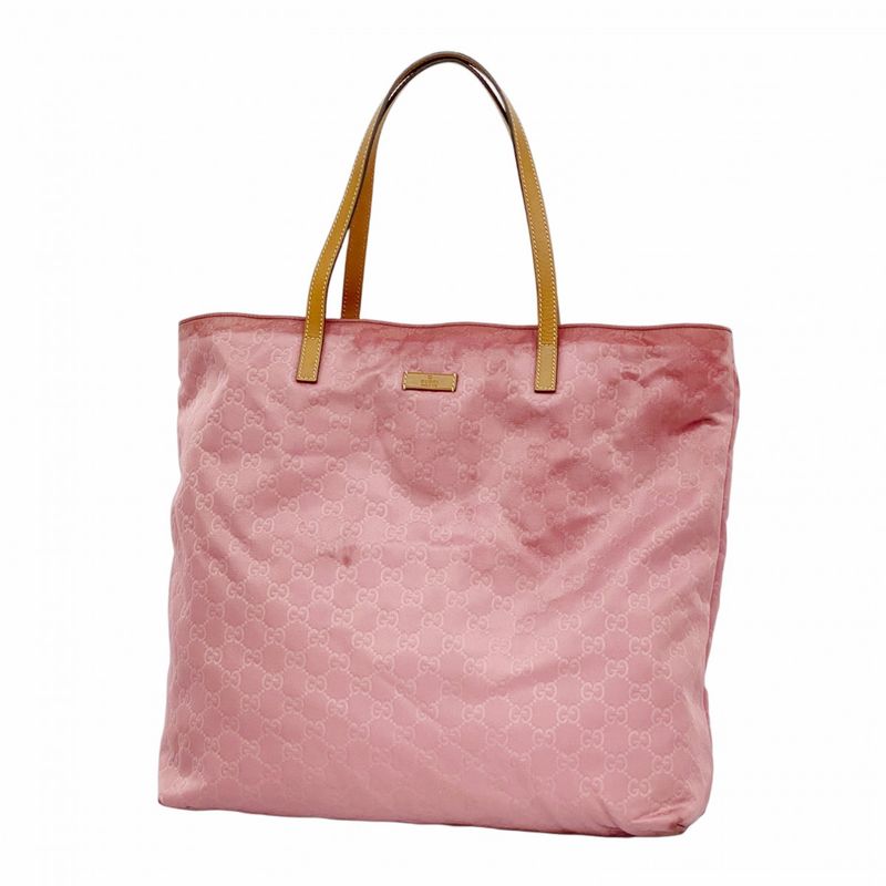 Gucci Tote Bag GG Nylon 295252 Nylon Pink Chien Pan Gold Hardware Women's