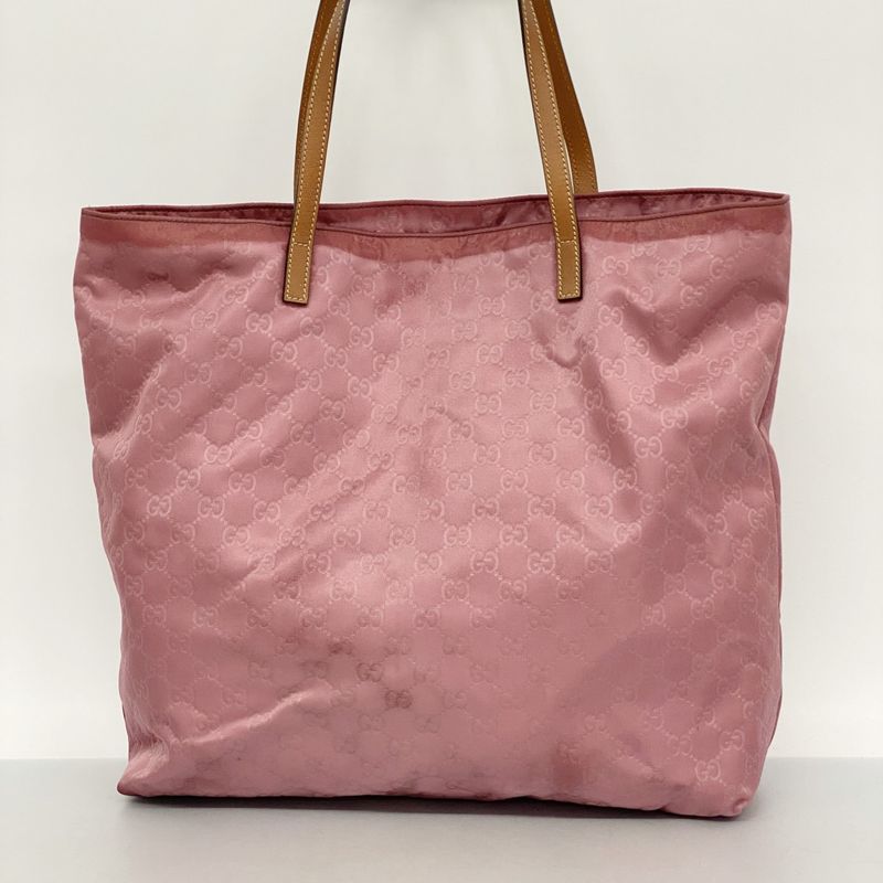 Gucci Tote Bag GG Nylon 295252 Nylon Pink Chien Pan Gold Hardware Women's