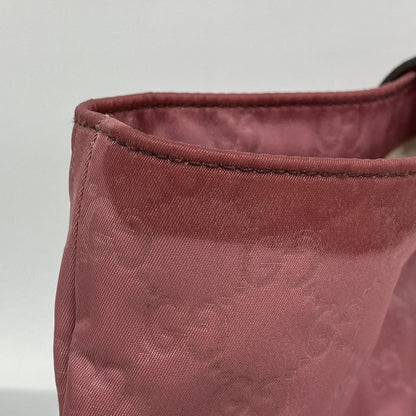 Gucci Tote Bag GG Nylon 295252 Nylon Pink Chien Pan Gold Hardware Women's