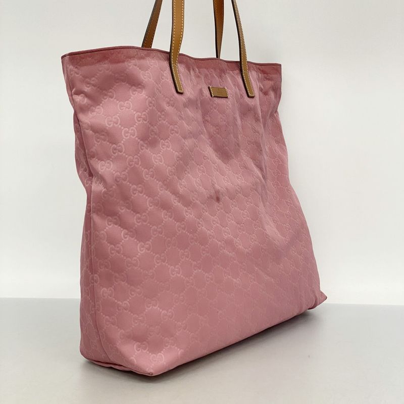Gucci Tote Bag GG Nylon 295252 Nylon Pink Chien Pan Gold Hardware Women's