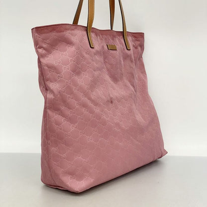 Gucci Tote Bag GG Nylon 295252 Nylon Pink Chien Pan Gold Hardware Women's