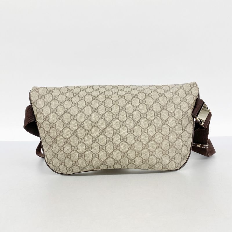 Gucci Body Bag GG Supreme 211110 PVC Brown Gold Hardware Men Women Unisex