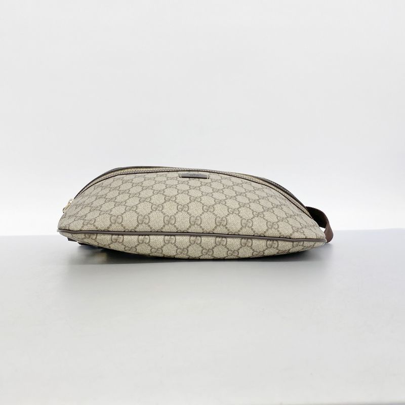 Gucci Body Bag GG Supreme 211110 PVC Brown Gold Hardware Men Women Unisex