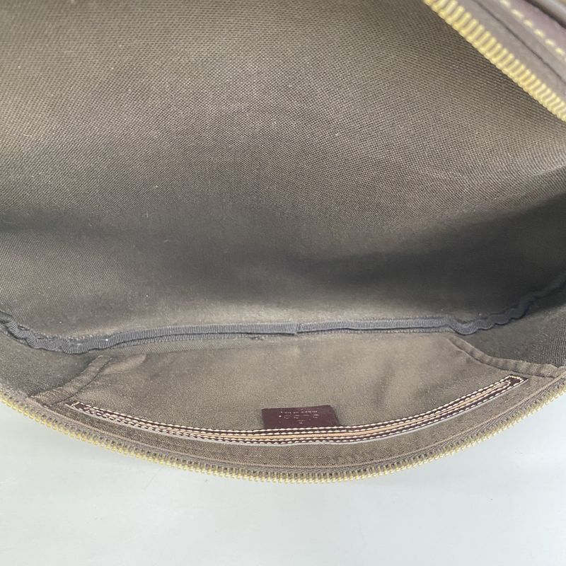 Gucci Body Bag GG Supreme 211110 PVC Brown Gold Hardware Men Women Unisex