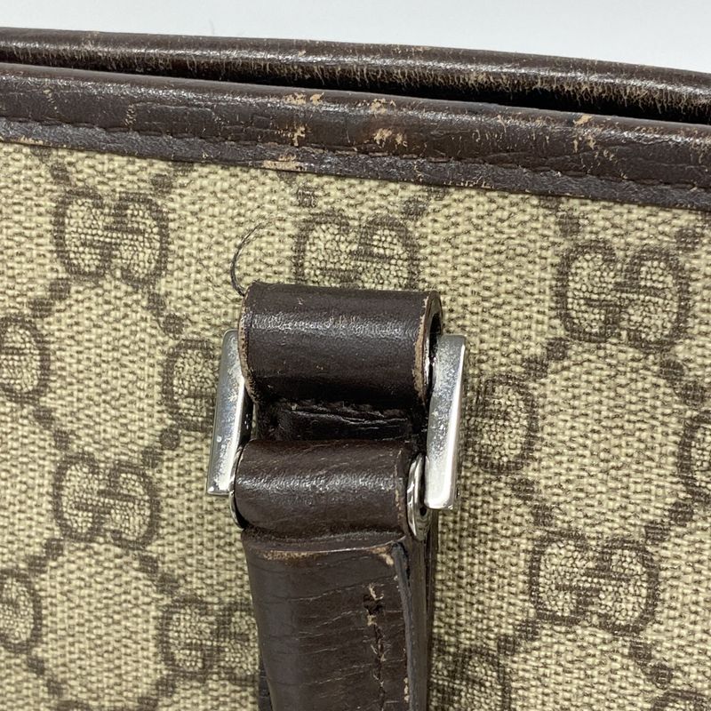 Gucci Tote Bag GG Supreme 114595 PVC Brown Silver Hardware Women's