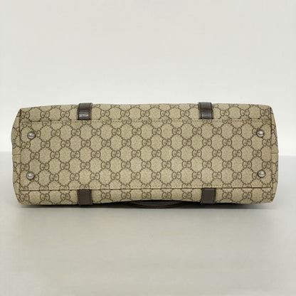 Gucci Tote Bag GG Supreme 114595 PVC Brown Silver Hardware Women's