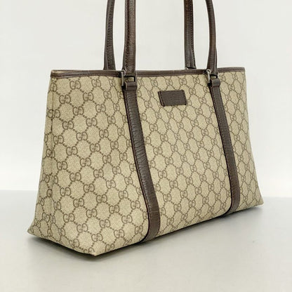 Gucci Tote Bag GG Supreme 114595 PVC Brown Silver Hardware Women's