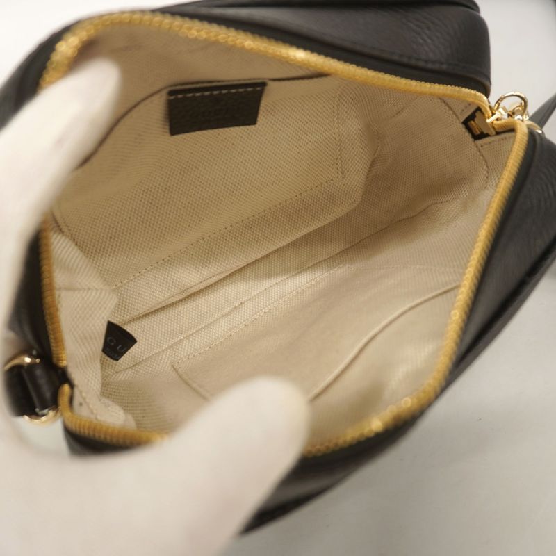 Gucci Shoulder Bag Soho 308364 Leather Black Chien Pan Gold Hardware Women's