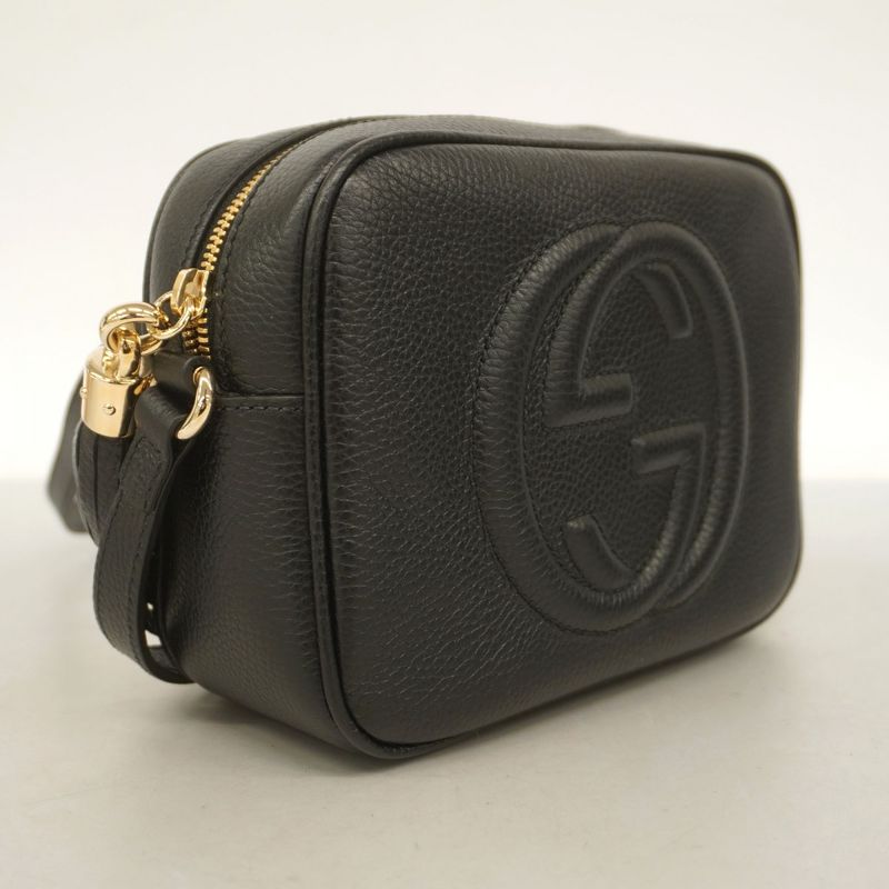 Gucci Shoulder Bag Soho 308364 Leather Black Chien Pan Gold Hardware Women's
