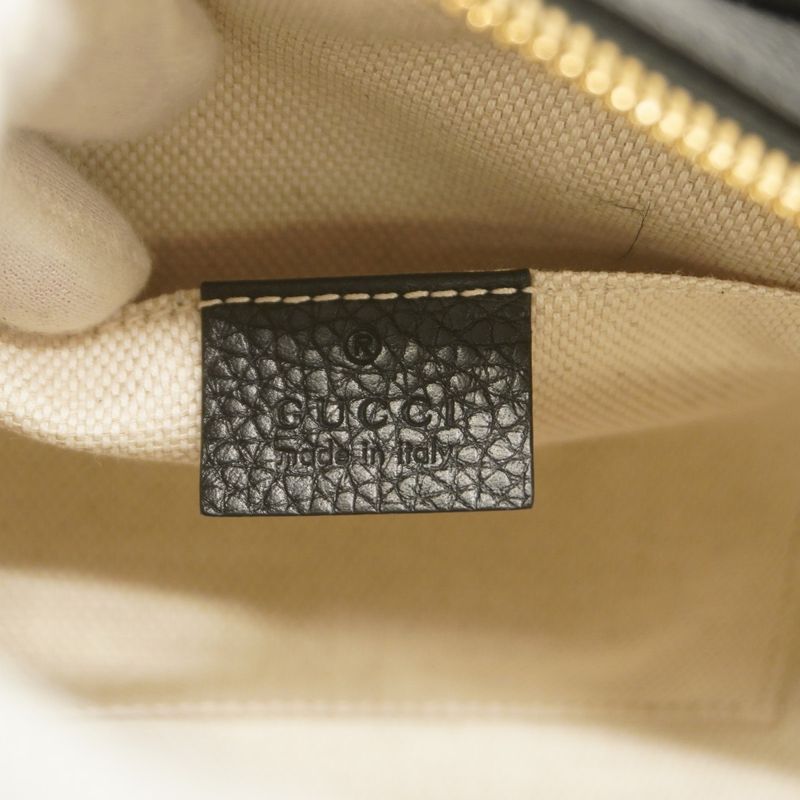 Gucci Shoulder Bag Soho 308364 Leather Black Chien Pan Gold Hardware Women's