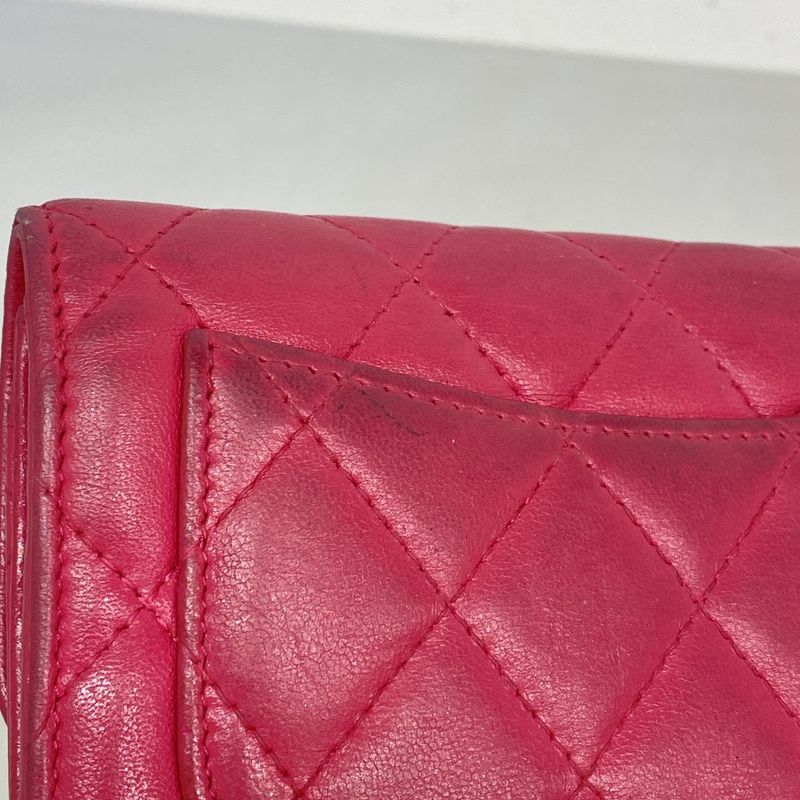 Chanel Wallet Matelasse Lambskin Pink Silver Hardware Women's
