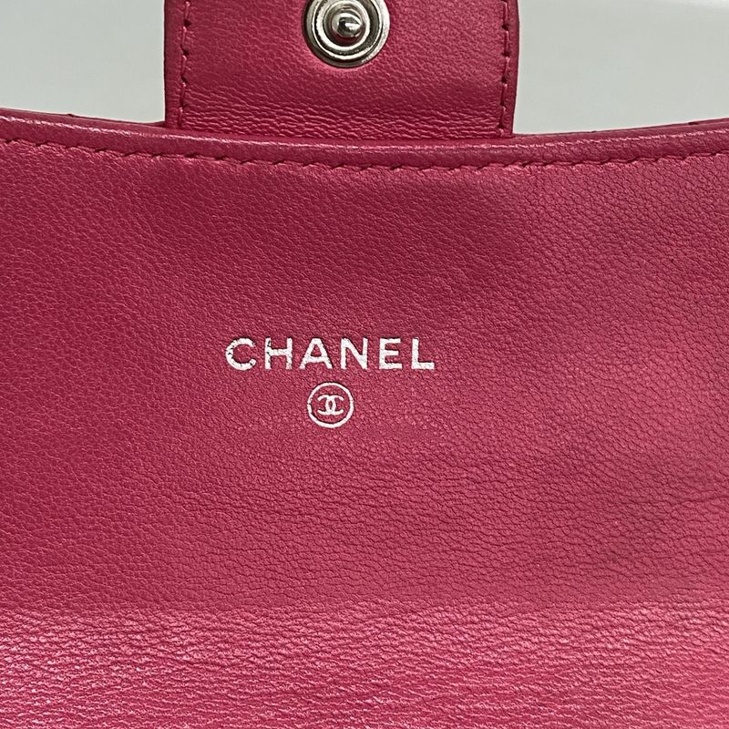 Chanel Wallet Matelasse Lambskin Pink Silver Hardware Women's