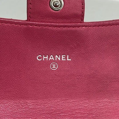 Chanel Wallet Matelasse Lambskin Pink Silver Hardware Women's