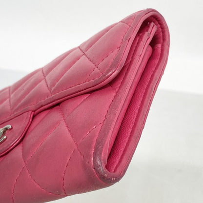 Chanel Wallet Matelasse Lambskin Pink Silver Hardware Women's