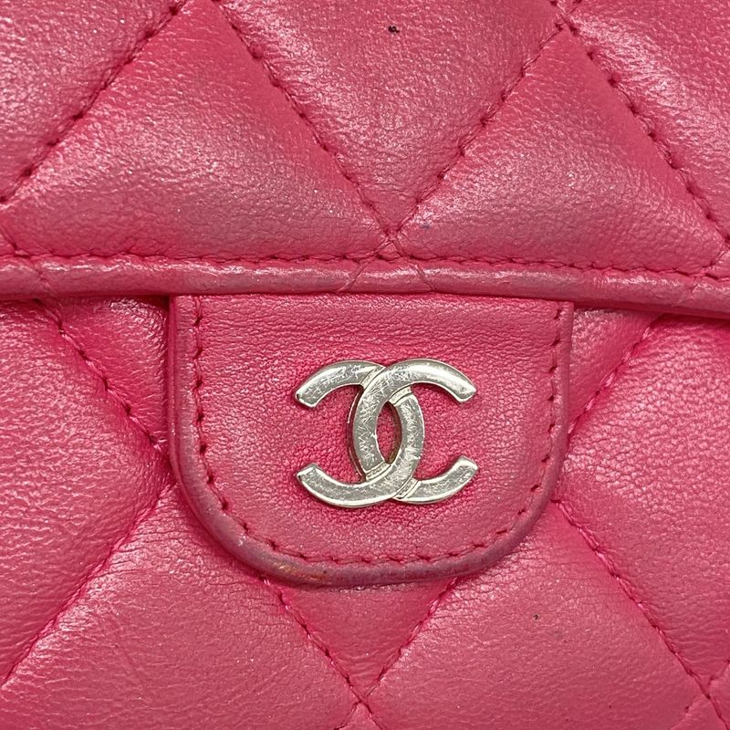 Chanel Wallet Matelasse Lambskin Pink Silver Hardware Women's
