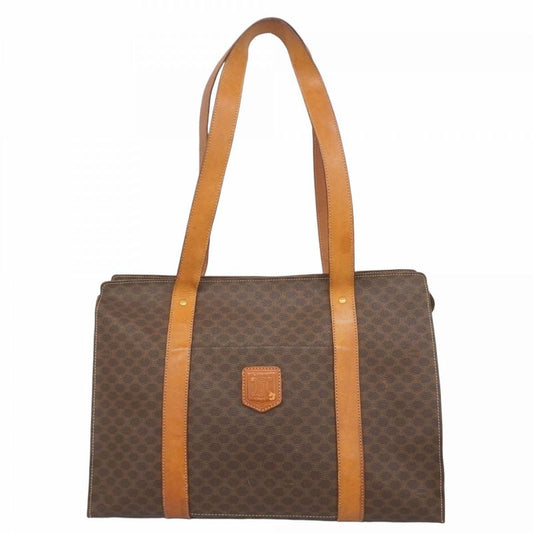 Celine Tote Bag Macadam PVC Brown Gold Hardware Women's