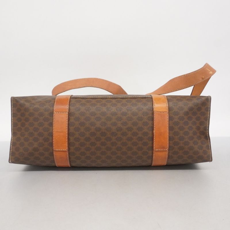Celine Tote Bag Macadam PVC Brown Gold Hardware Women's