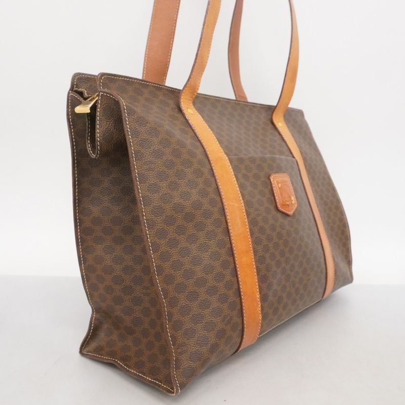 Celine Tote Bag Macadam PVC Brown Gold Hardware Women's