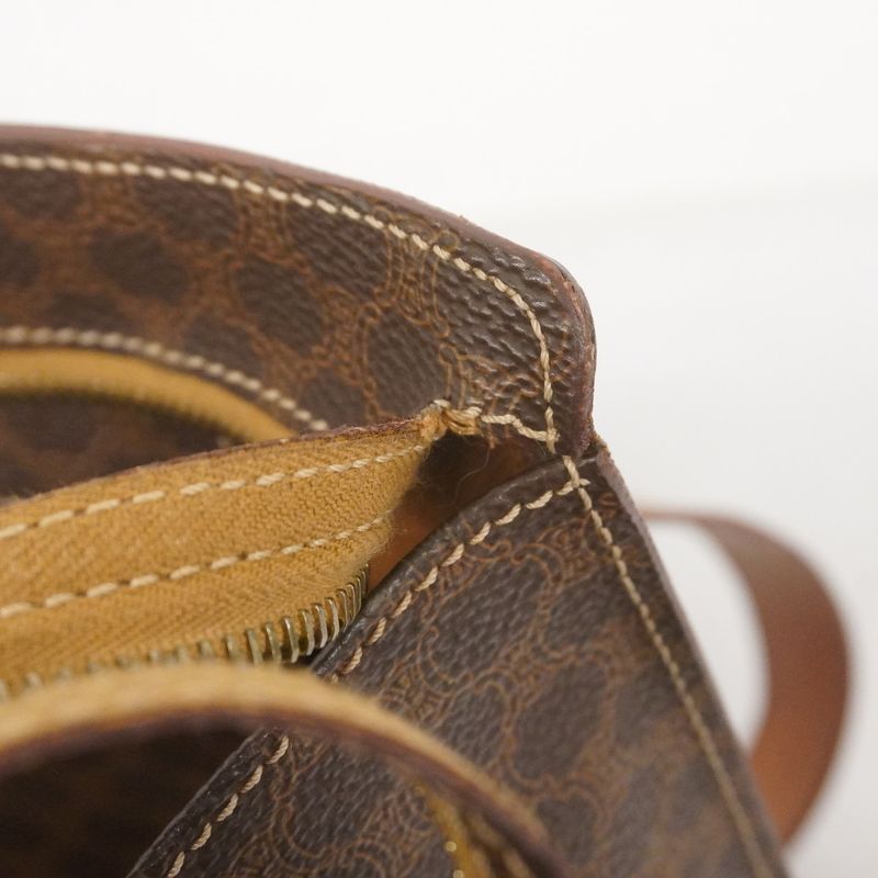 Celine Tote Bag Macadam PVC Brown Gold Hardware Women's