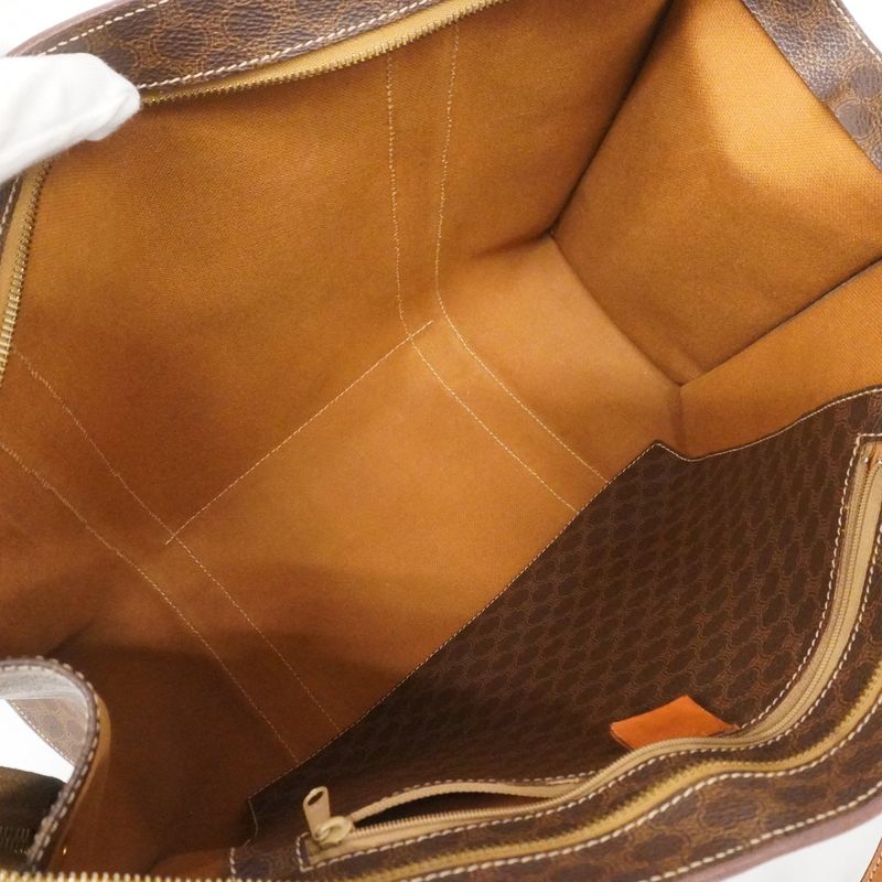 Celine Tote Bag Macadam PVC Brown Gold Hardware Women's