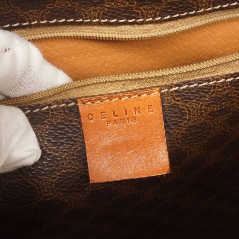 Celine Tote Bag Macadam PVC Brown Gold Hardware Women's