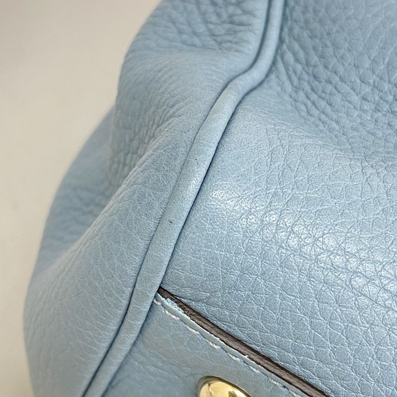 Gucci Handbag Bamboo 323660 Leather Blue Chien Pan Gold Hardware 2way Bag Ladies