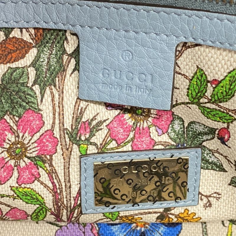 Gucci Handbag Bamboo 323660 Leather Blue Chien Pan Gold Hardware 2way Bag Ladies