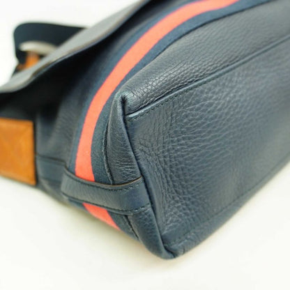 Gucci Shoulder Bag Sherry Line 281421 Leather Navy Silver Hardware Men's