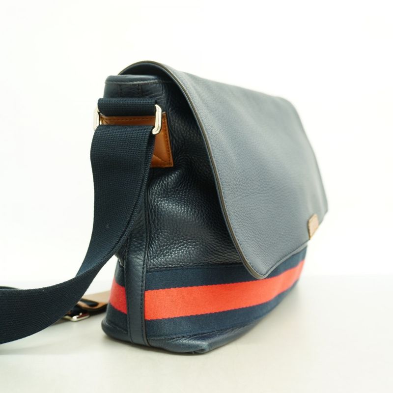 Gucci Shoulder Bag Sherry Line 281421 Leather Navy Silver Hardware Men's