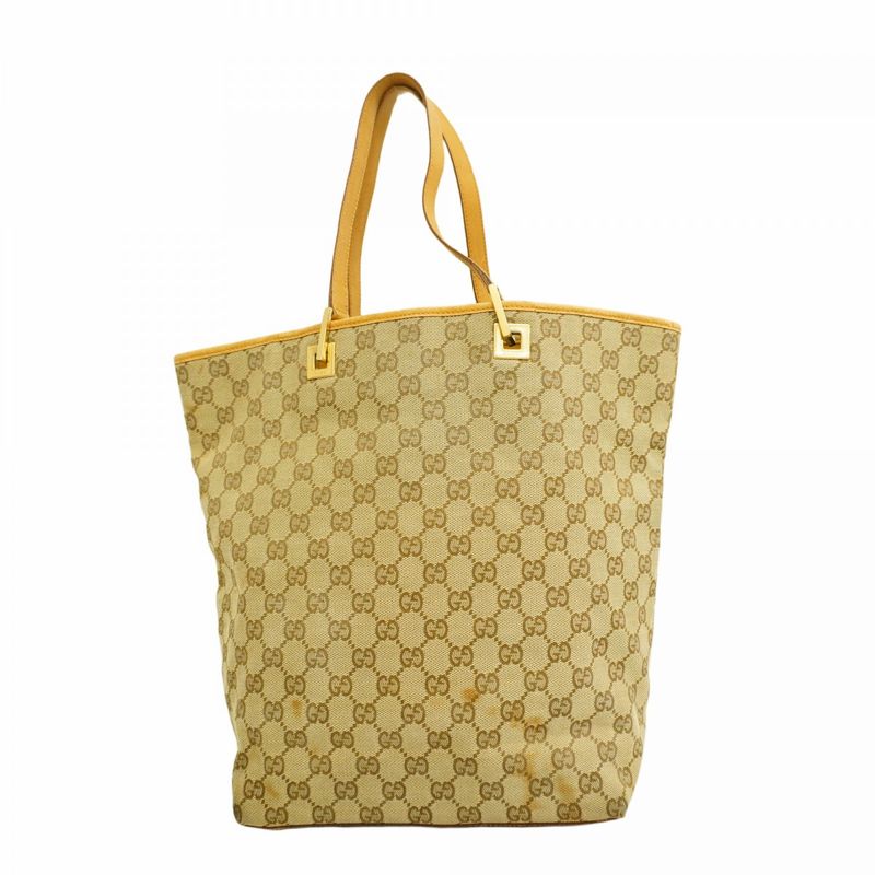Gucci Tote Bag GG Canvas 002 1098 Canvas Beige Brown Gold Hardware Women's