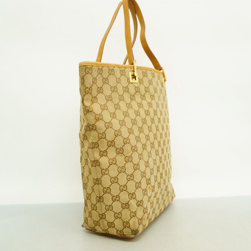 Gucci Tote Bag GG Canvas 002 1098 Canvas Beige Brown Gold Hardware Women's