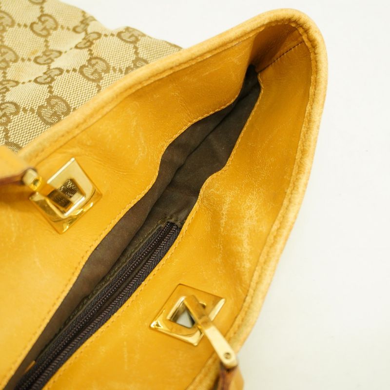 Gucci Tote Bag GG Canvas 002 1098 Canvas Beige Brown Gold Hardware Women's