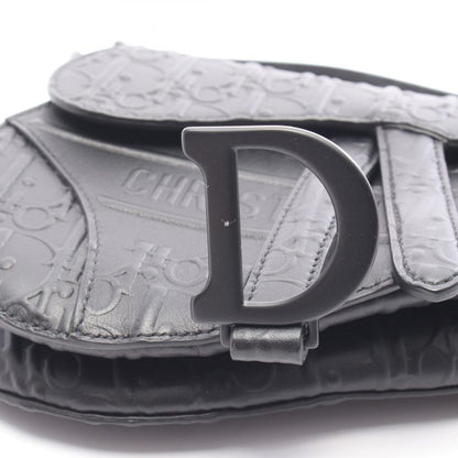 Dior Handbag Saddle Bag Mini Oblique Embossed Black Leather Oblique Embossed
