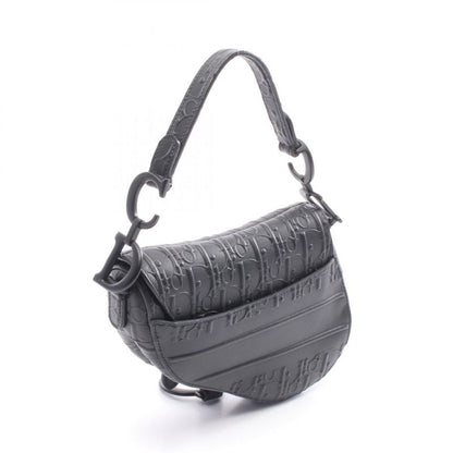 Dior Handbag Saddle Bag Mini Oblique Embossed Black Leather Oblique Embossed