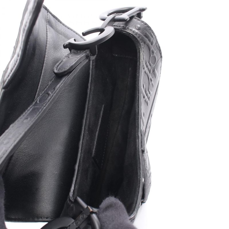 Dior Handbag Saddle Bag Mini Oblique Embossed Black Leather Oblique Embossed