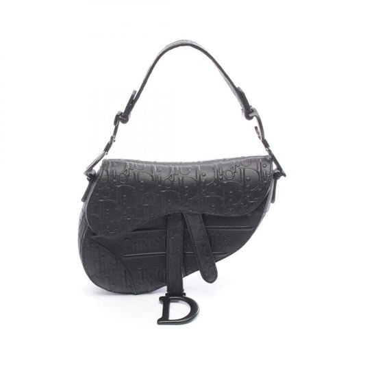 Dior Handbag Saddle Bag Mini Oblique Embossed Black Leather Oblique Embossed