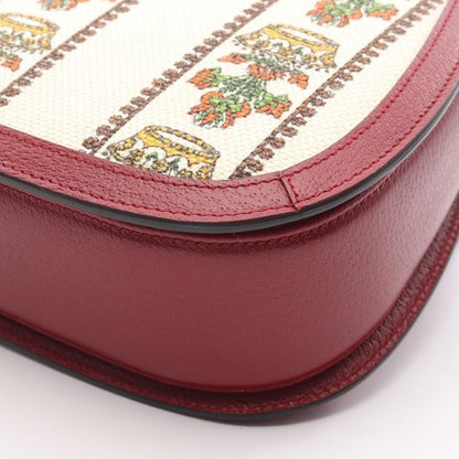 Gucci Handbag Music IS MINE Bamboo 679632 White Red Multi Canvas Leather Bamboo