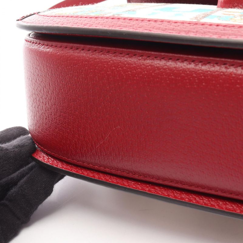 Gucci Handbag Music IS MINE Bamboo 679632 White Red Multi Canvas Leather Bamboo