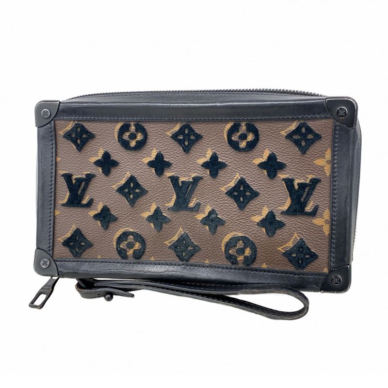 Louis Vuitton Clutch Bag Monogram Taffetage Soft Trunk Clutch M45061 Brown