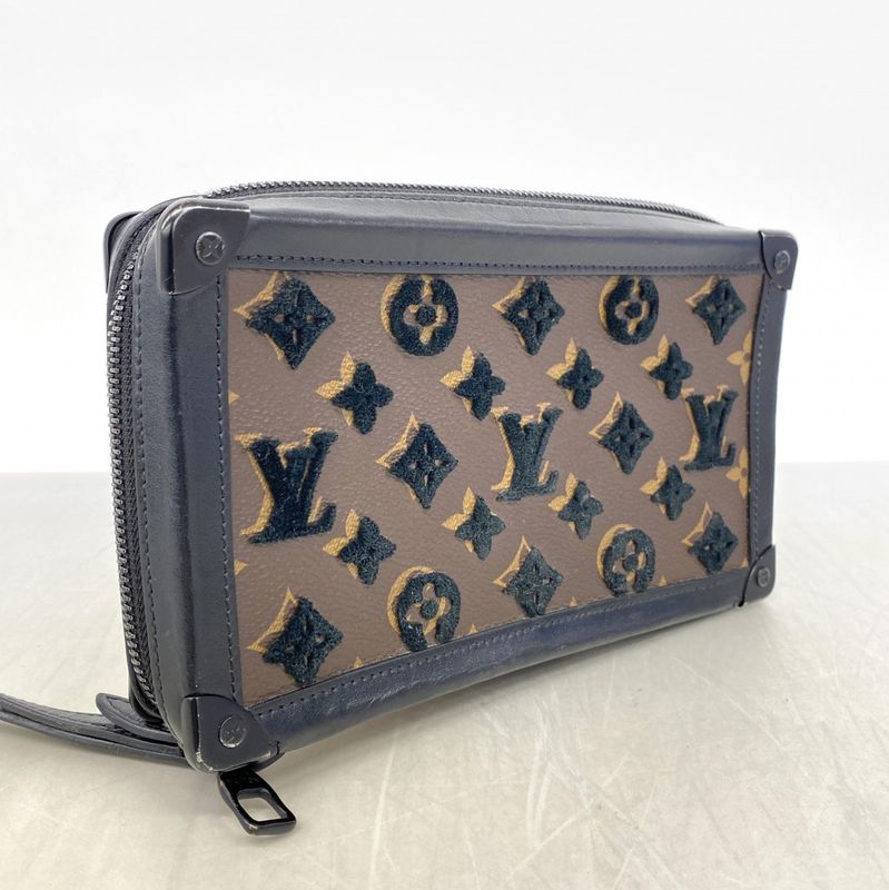 Louis Vuitton Clutch Bag Monogram Taffetage Soft Trunk Clutch M45061 Brown