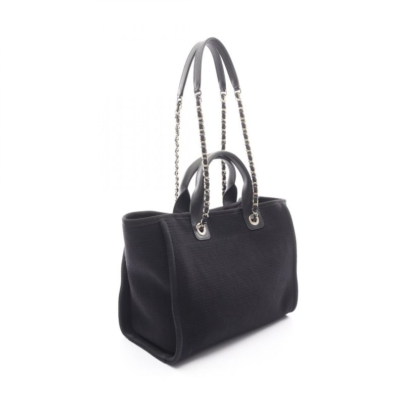 Chanel Shoulder Bag Deauville MM Black Leather Deauville Chain Tote MM Women's