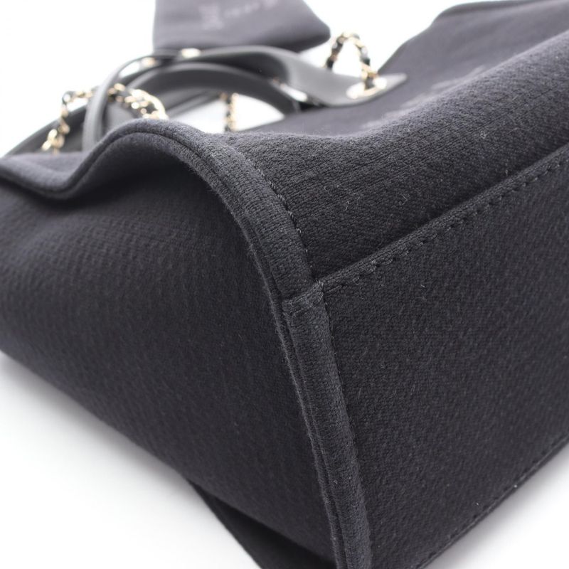 Chanel Shoulder Bag Deauville MM Black Leather Deauville Chain Tote MM Women's