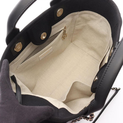 Chanel Shoulder Bag Deauville MM Black Leather Deauville Chain Tote MM Women's