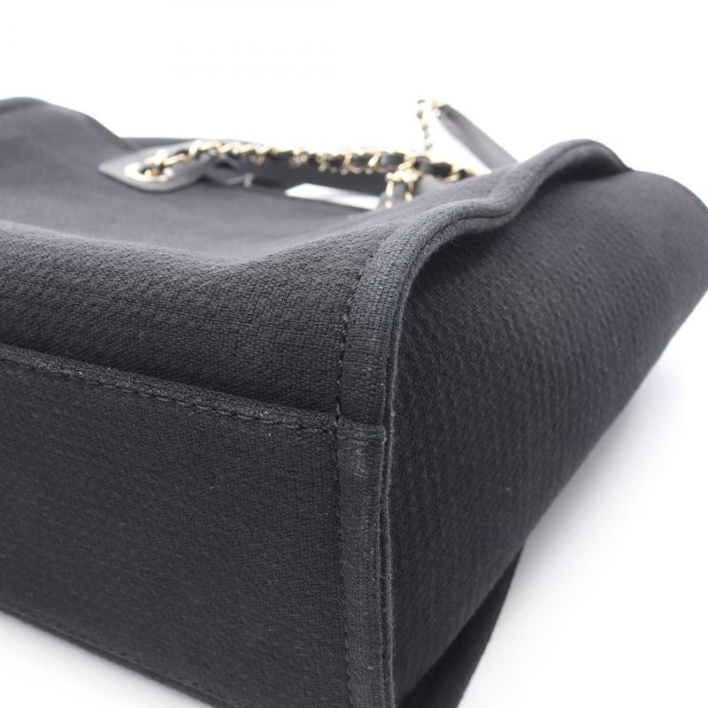 Chanel Shoulder Bag Deauville MM Black Leather Deauville Chain Tote MM Women's