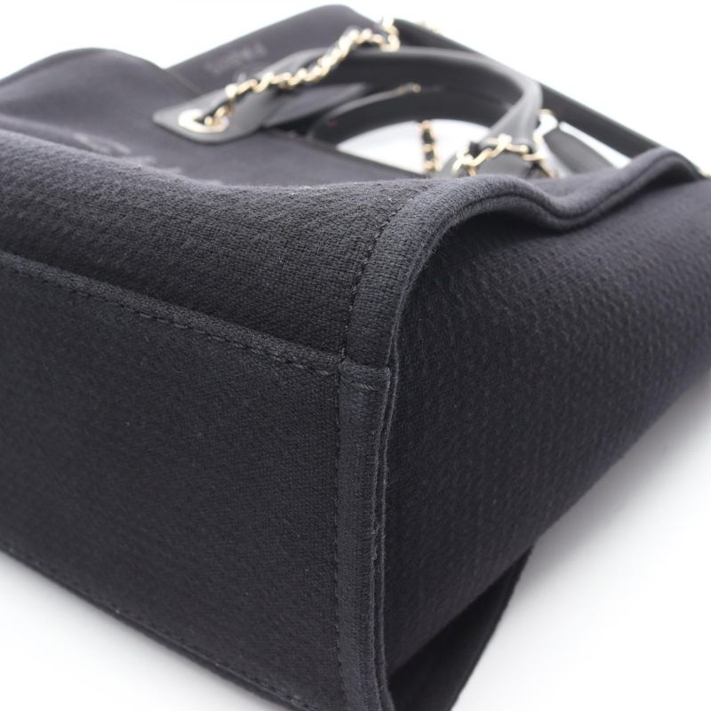 Chanel Shoulder Bag Deauville MM Black Leather Deauville Chain Tote MM Women's